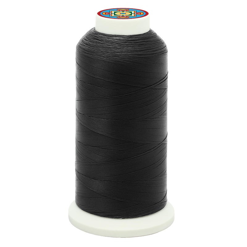 Mandala Crafts Bonded Nylon Thread Black Heavy Duty Sewing Threads - 1500 YDs Size 69 210D T70 Tex 70 Thread for Leather Jeans Weaving Outdoor Marine Upholstery Threads - Image 1